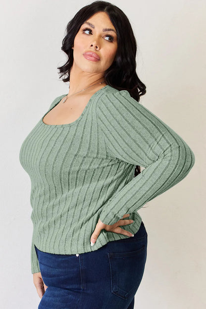 Basic Bae Full Size Ribbed Long Sleeve T-Shirt Fitggins