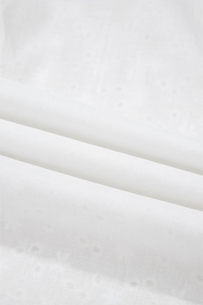 Embroidered Eyelet Collared Long Sleeve Shirt Fitggins