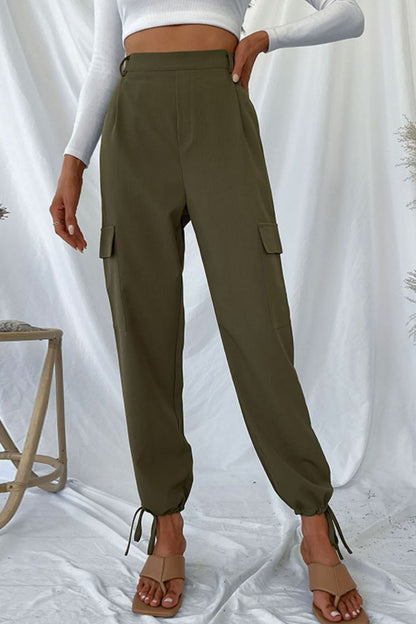 Perfee Drawstring Ankle Cargo Pants - Pants - FITGGINS