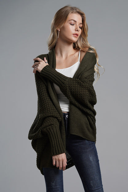 Open Front Batwing Sleeve Cardigan - Cardigans - FITGGINS