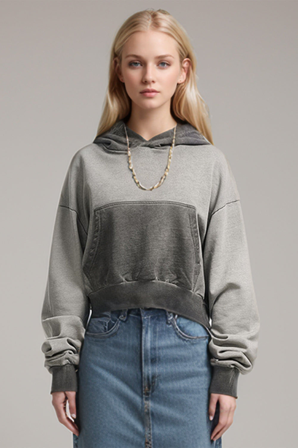 Basic Bae Kangaroo Pocket Long Sleeve Cropped Hoodie - Sweatshirts & Hoodies - FITGGINS