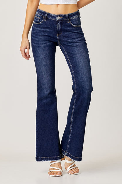 RISEN Full Size Low Rise Flare Jeans - Jeans - FITGGINS