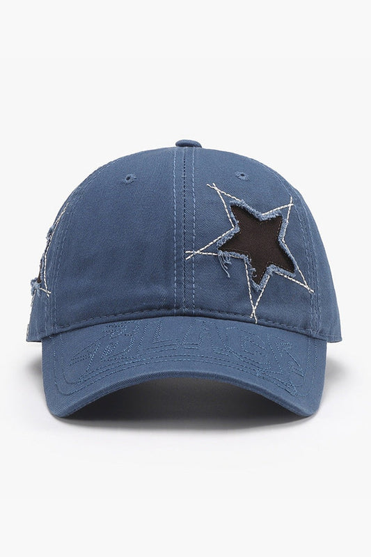 Adjustable Star Raw Hem Cap - Hats - FITGGINS