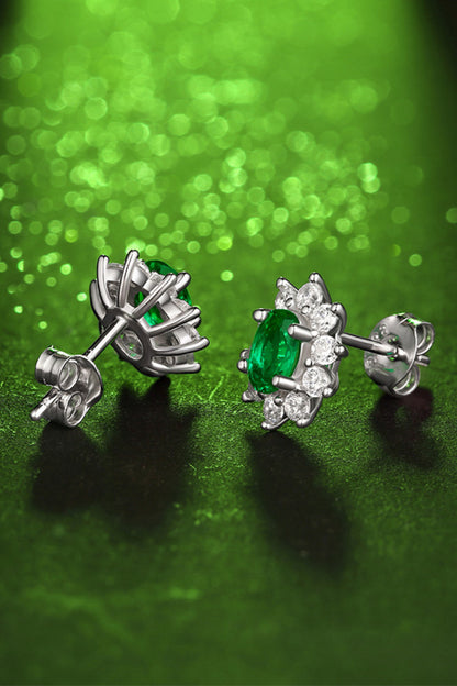 1 Carat Lab-Grown Emerald Stud Earrings - Earrings - FITGGINS