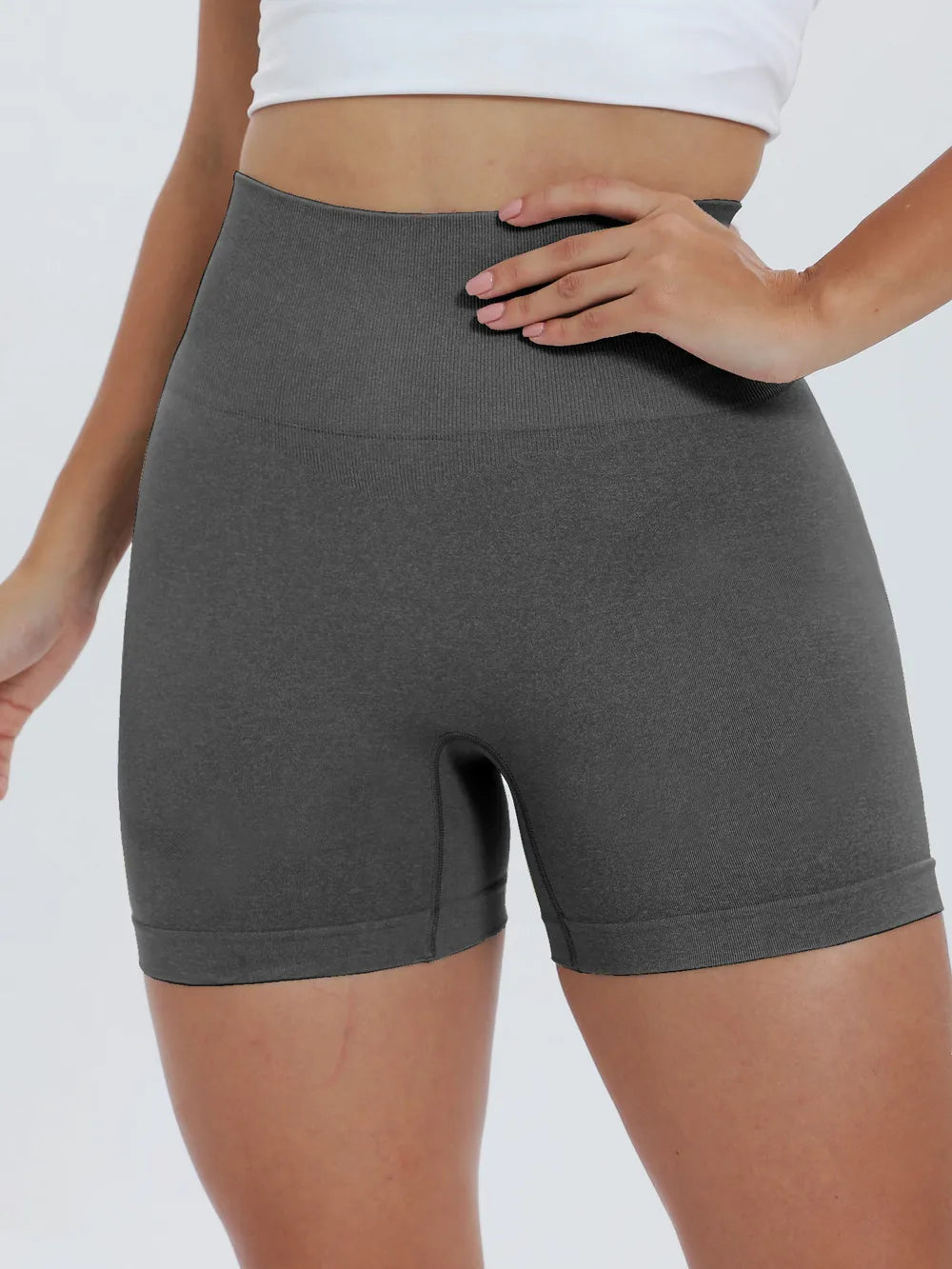 High Waist Active Shorts Dark Gray Fitggins