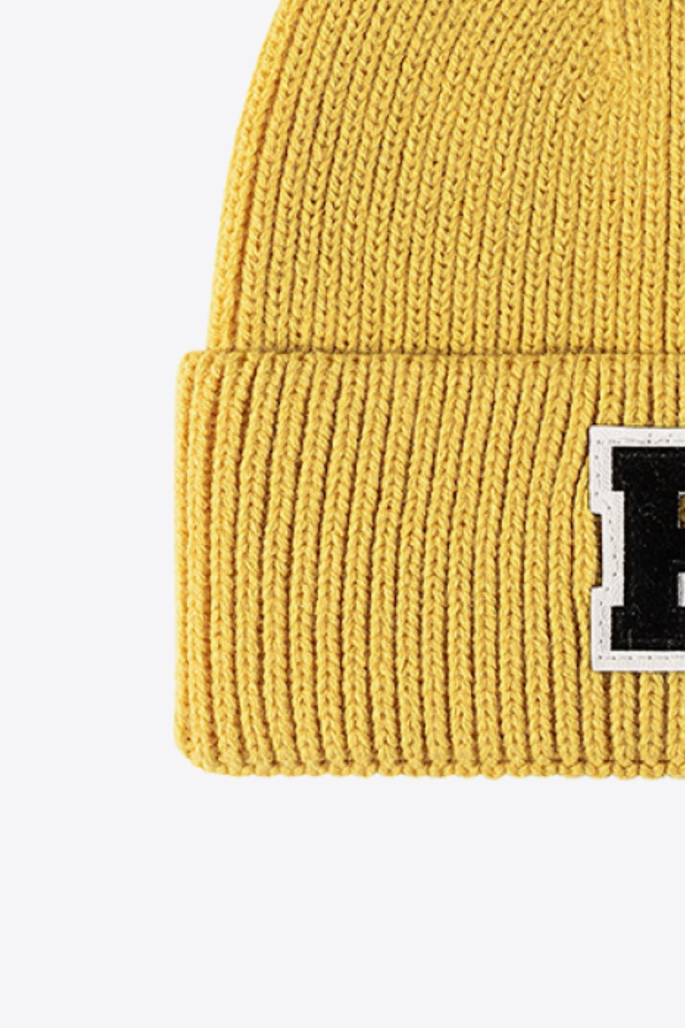 Letter Patch Cuffed Knit Beanie - Hats - FITGGINS