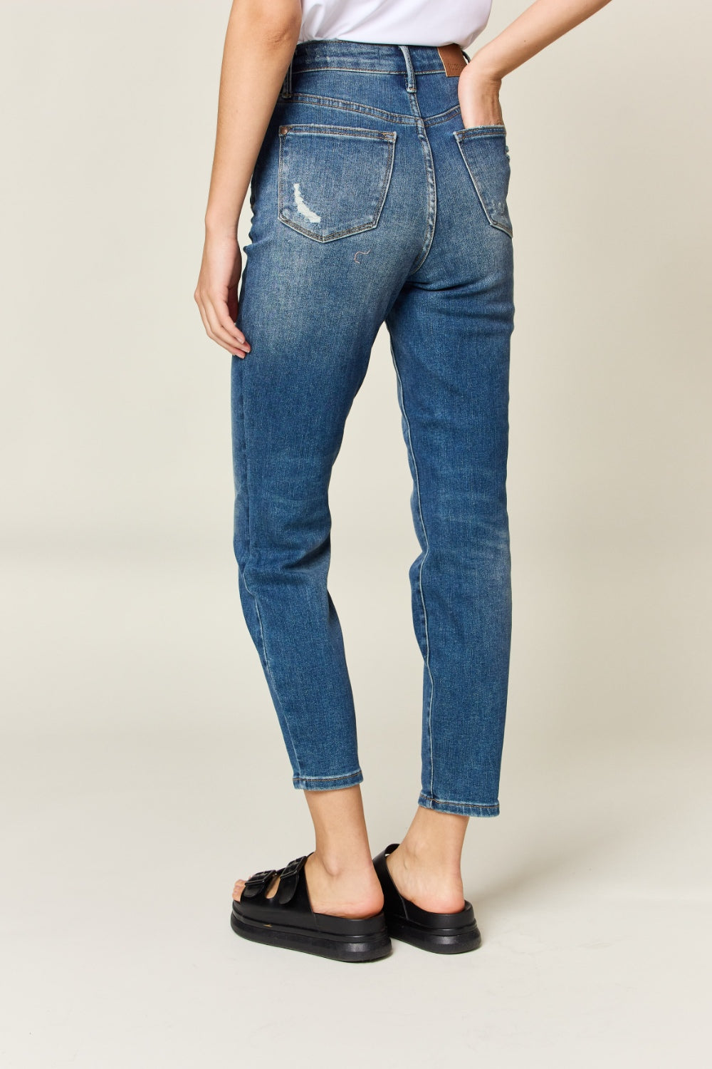 Judy Blue Full Size Tummy Control High Waist Slim Jeans - Jeans - FITGGINS