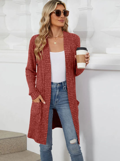 Open Front Long Sleeve Cardigan Fitggins