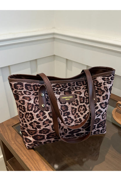 Leopard Polyester Tote Bag - Handbag - FITGGINS