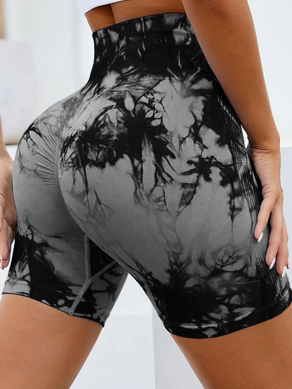 Tie-Dye High Waist Active Shorts Fitggins