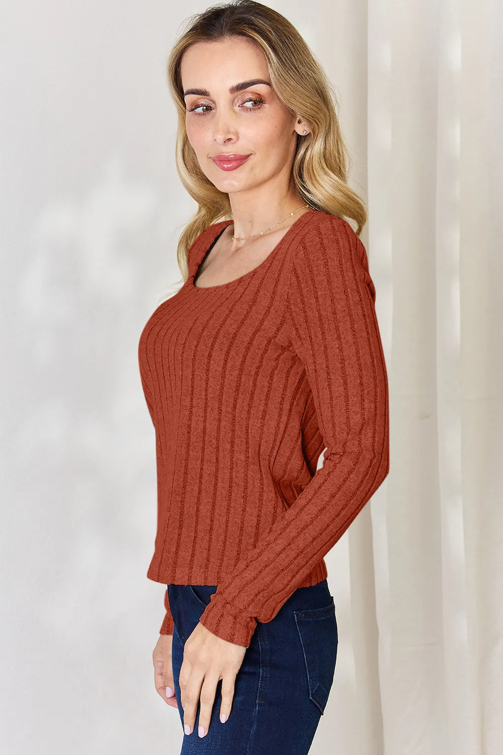 Basic Bae Full Size Ribbed Long Sleeve T-Shirt Fitggins