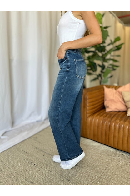 RFM Full Size High Rise Tummy Control Wide Leg Jeans - Jeans - FITGGINS