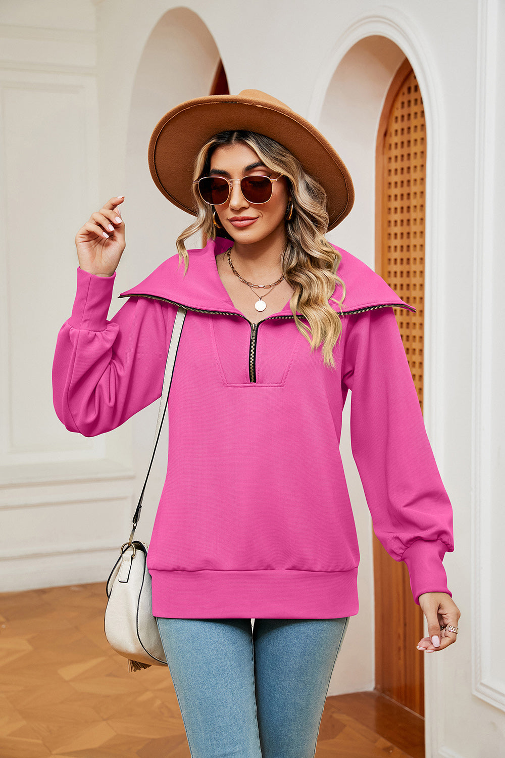 Half-Zip Collared Sweatshirt Fitggins