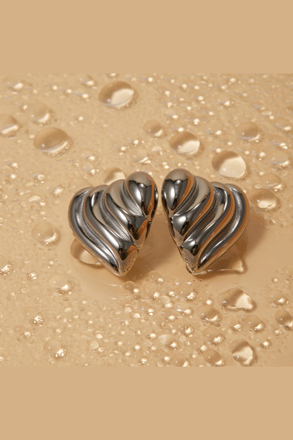 Stainless Steel Heart Shape Stud Earrings - Earrings - FITGGINS