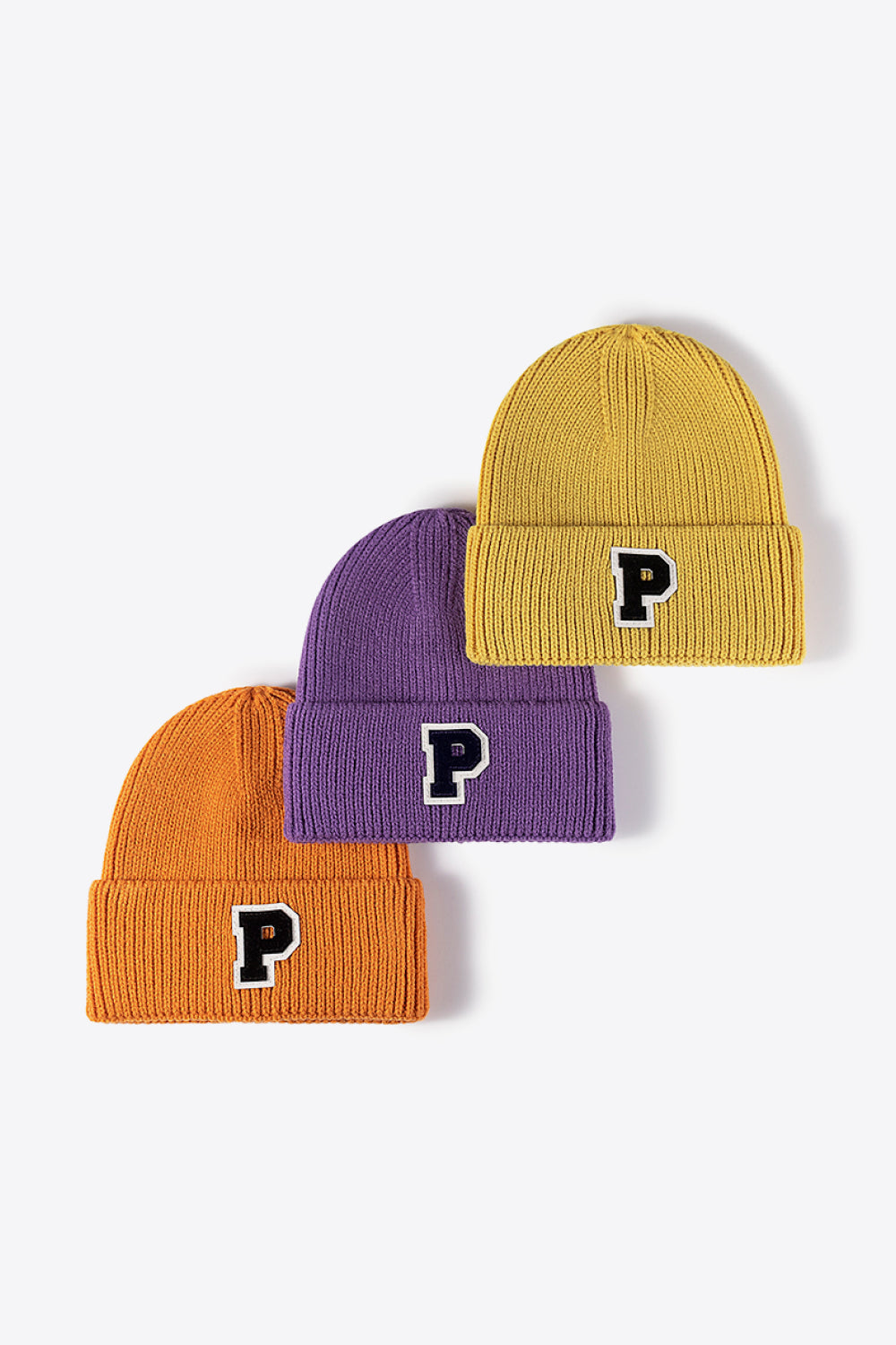 Letter Patch Cuffed Knit Beanie - Hats - FITGGINS