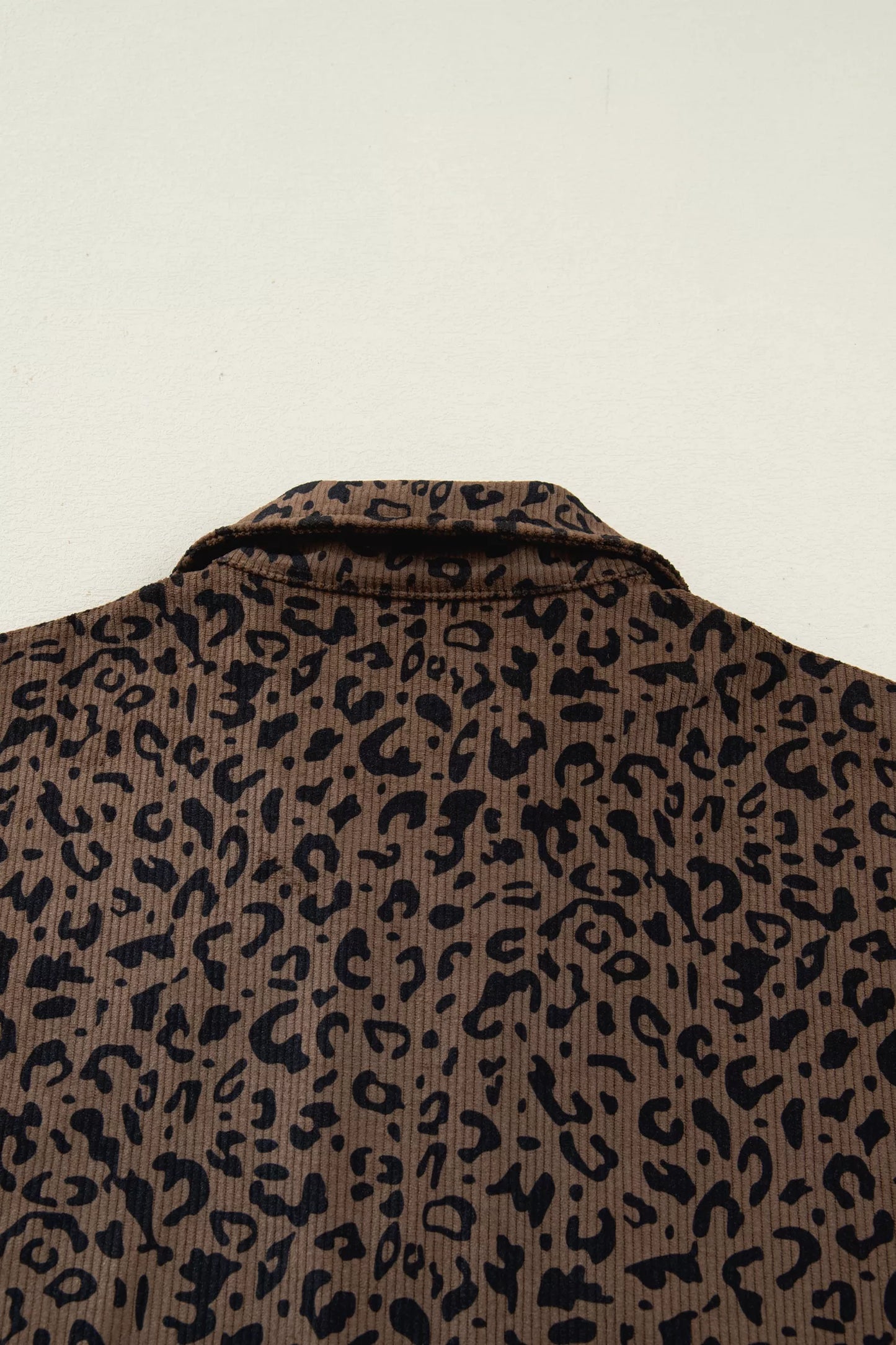 Leopard Print Quarter Zip Corduroy Sweatshirt Fitggins