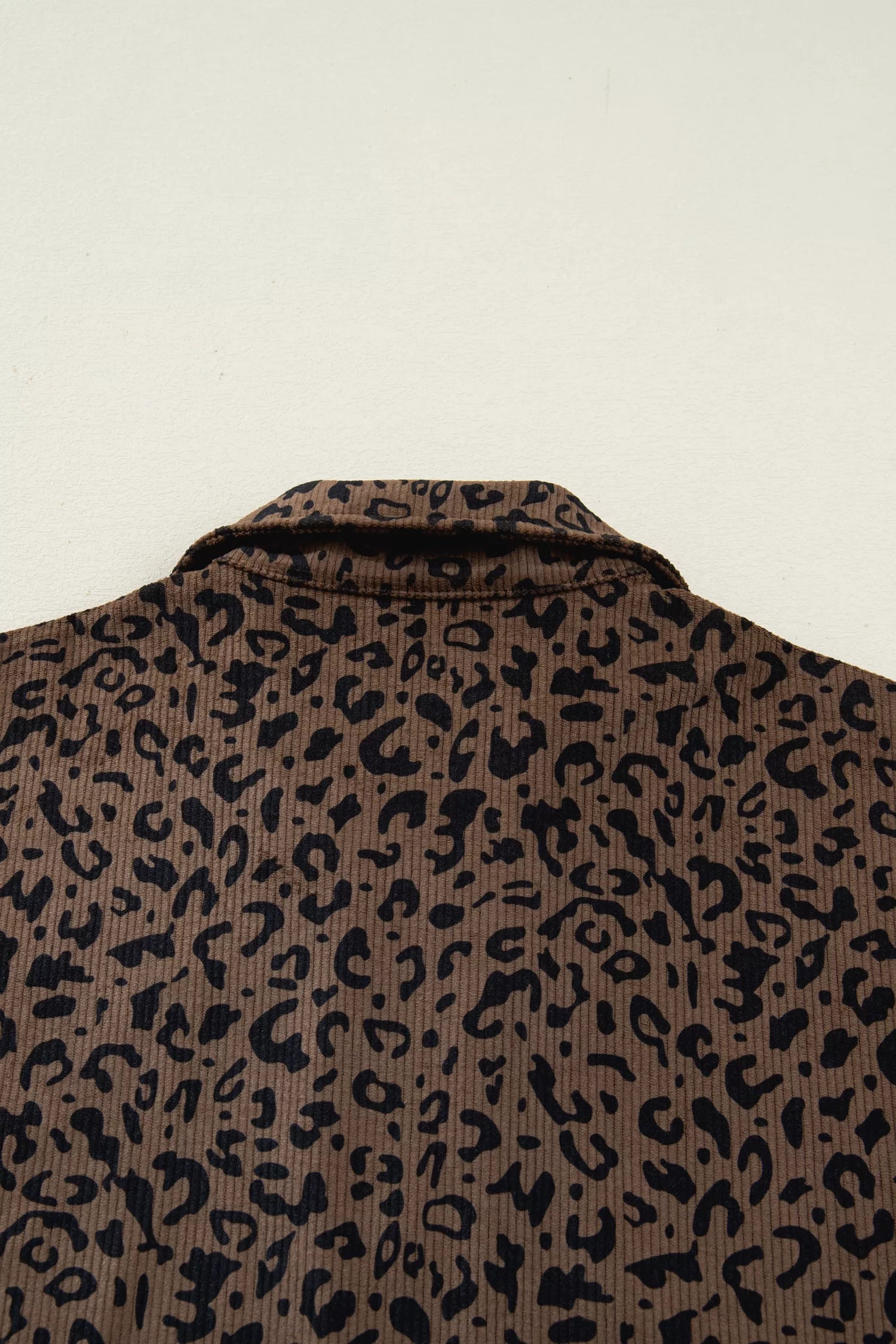 Leopard Print Quarter Zip Corduroy Sweatshirt Fitggins