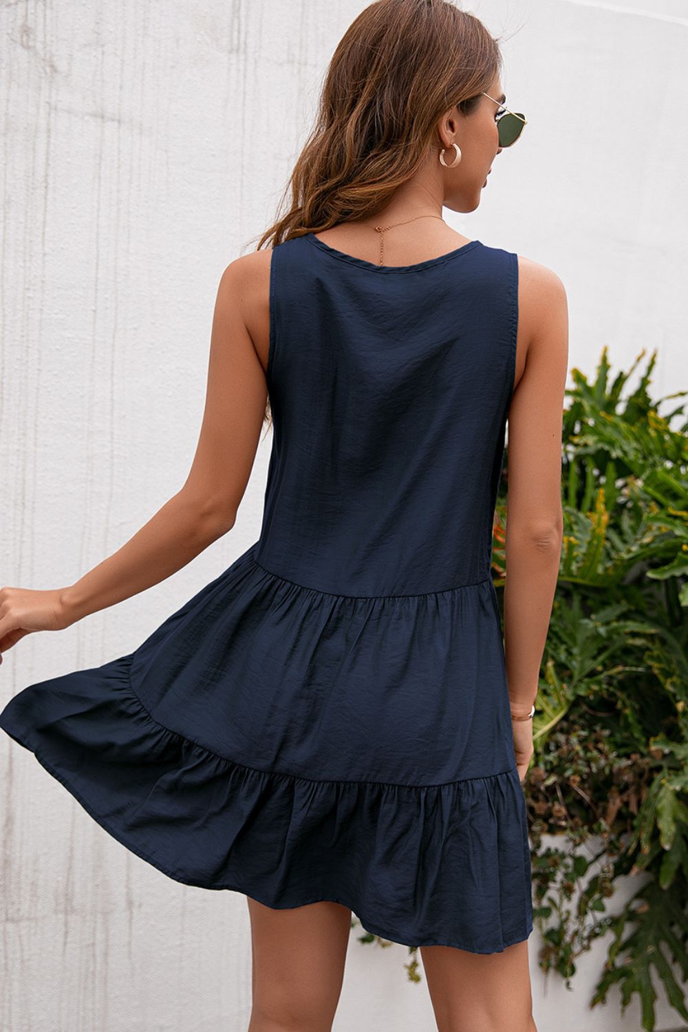 Ivy Lane Tassel Tie Lace Trim Sleeveless Dress Fitggins