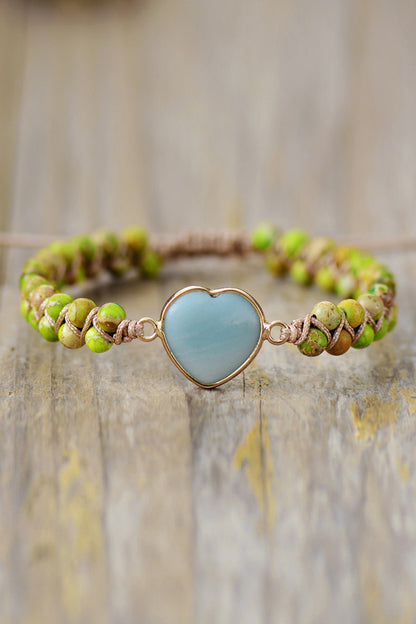 Handmade Heart Shape Natural Stone Bracelet - Bracelets - FITGGINS