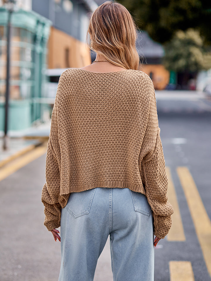 Round Neck Cable-Knit Sweater Fitggins