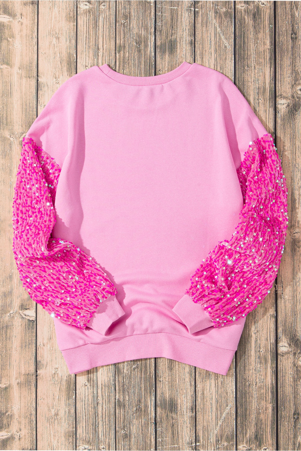 Valentine’s Day Sequin Heart Long Sleeve Sweatshirt - Sweatshirts & Hoodies - FITGGINS