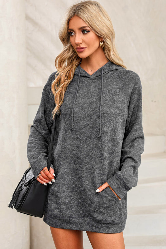 Long Sleeve Front Pocket Hoodie Charcoal Fitggins