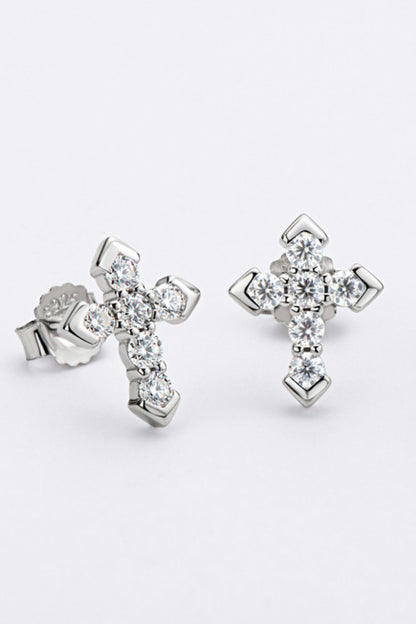 Moissanite Cross Stud Earrings - Earrings - FITGGINS