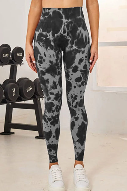 Tie-Dye High Waist Active Leggings Black Fitggins