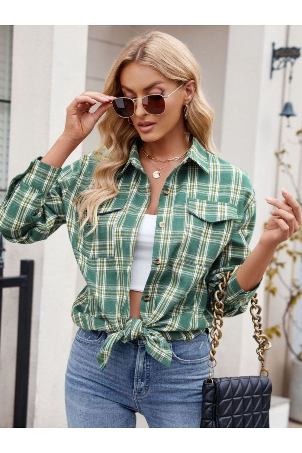 Mandy Plaid Button Up Long Sleeve Shirt Fitggins