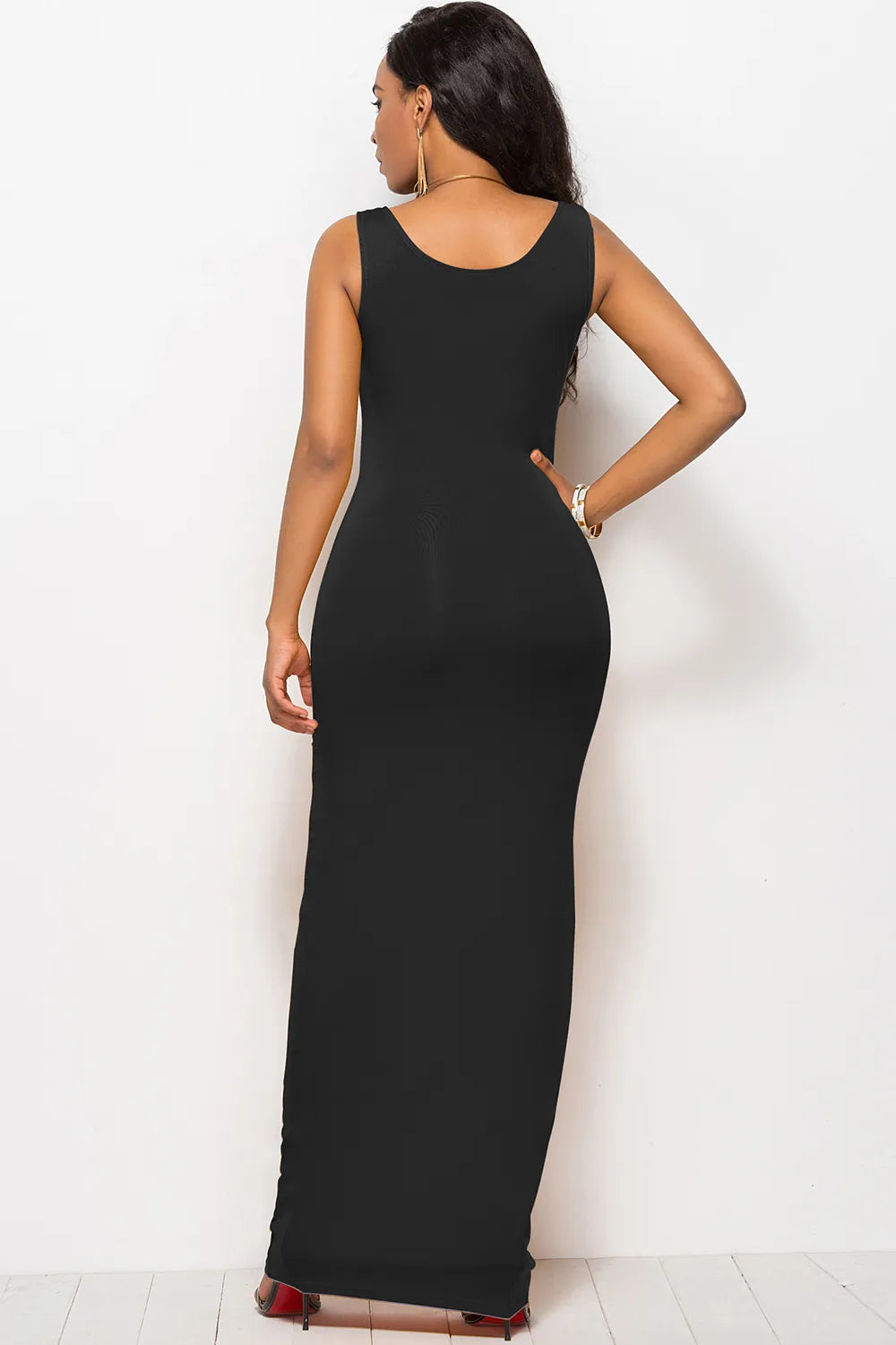 Scoop Neck Wide Strap Maxi Dress Fitggins