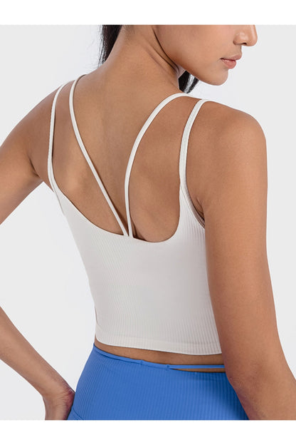 Millennia Double Strap Ribbed Sports Cami - Crop Tops & Tank Tops - FITGGINS