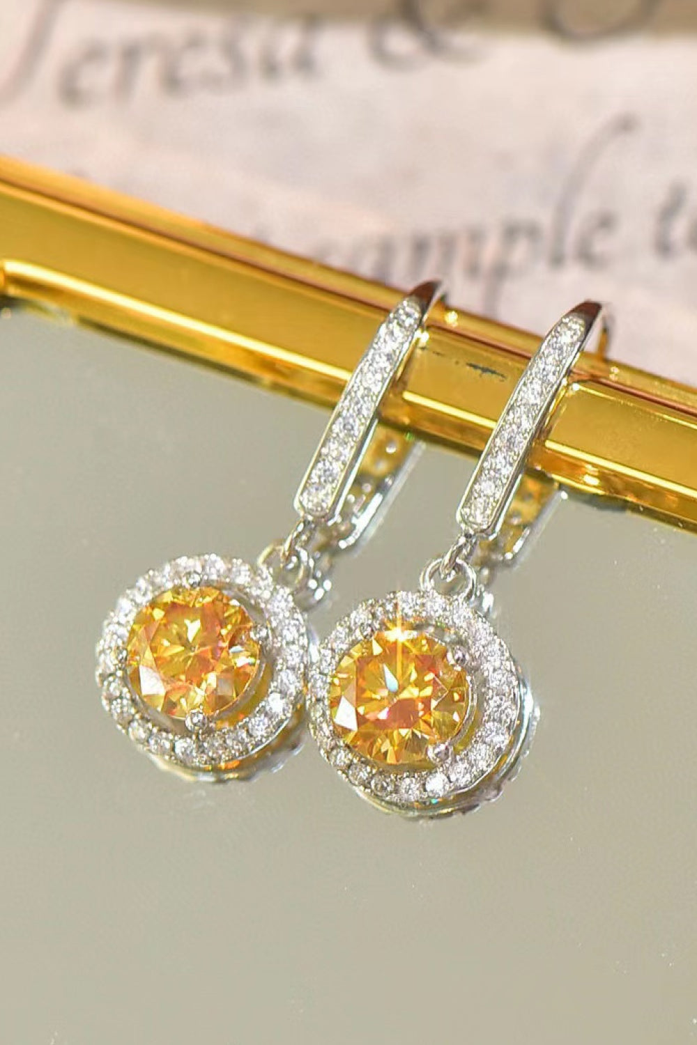 Platinum-Plated 2 Carat Moissanite Drop Earrings - Earrings - FITGGINS