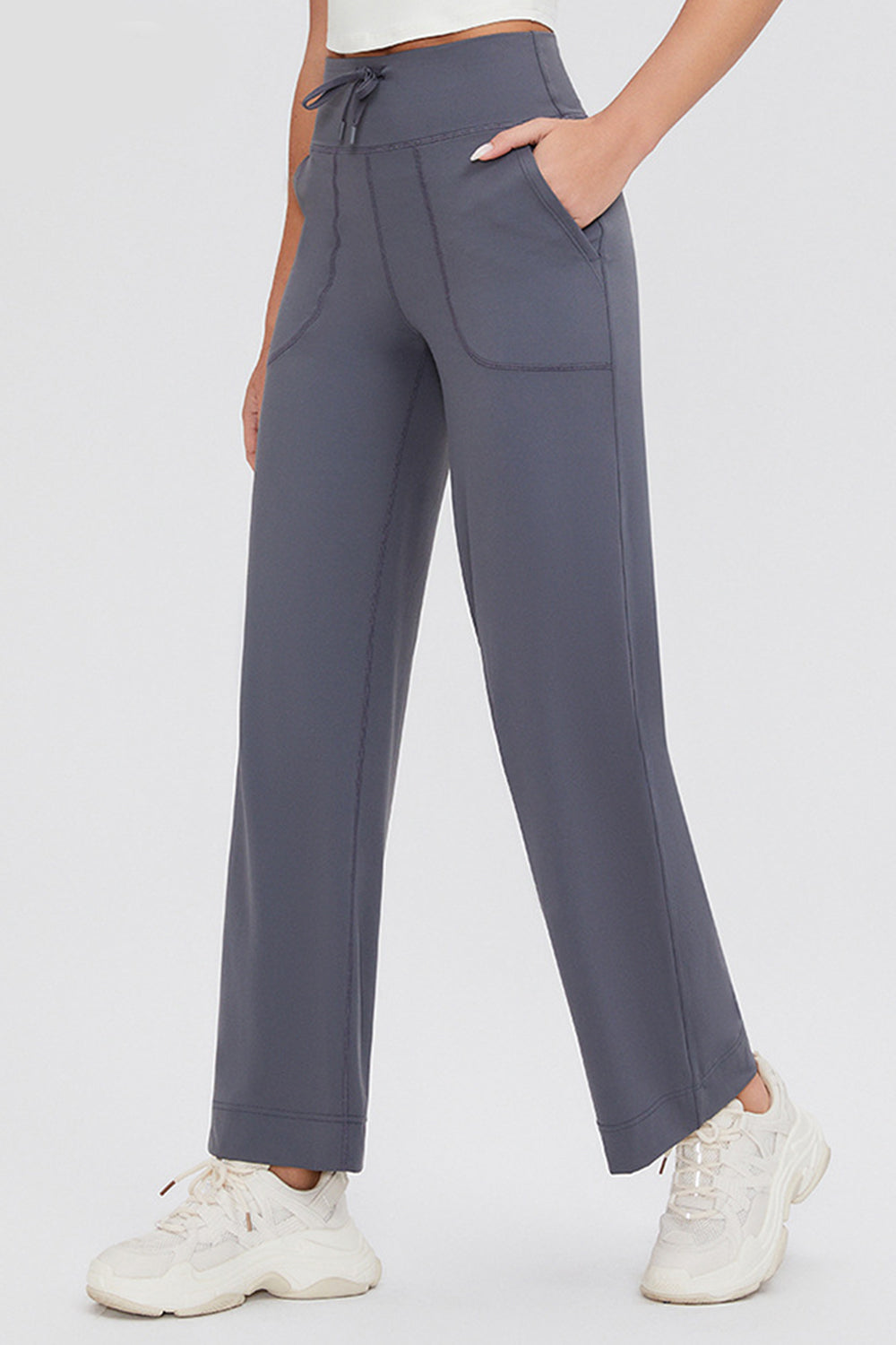 Basic Bae Full Size Drawstring High Waist Pants with Pockets - Pants - FITGGINS