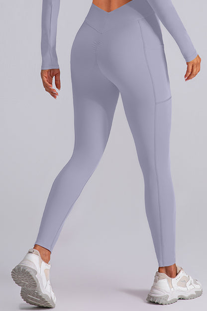 High Waist Active Leggings with Pockets - Leggings - FITGGINS