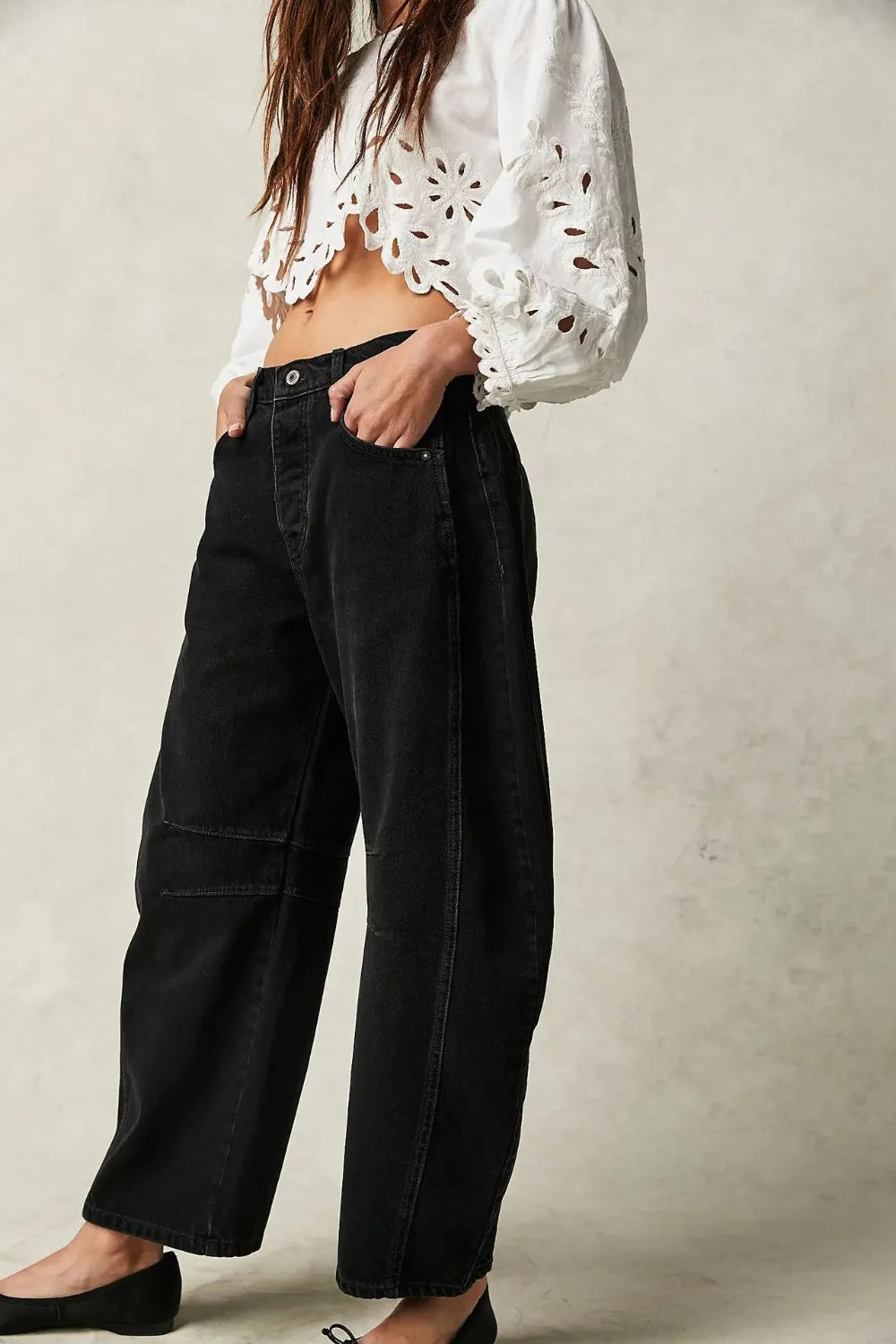 Wide Leg Jeans with Pockets Fitggins