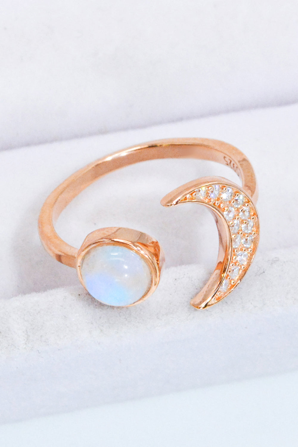 Natural Moonstone and Zircon Sun & Moon Open Ring - Rings - FITGGINS