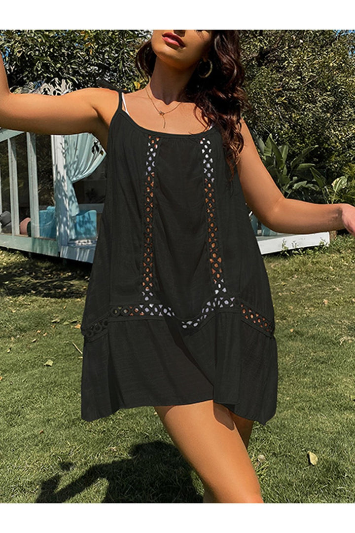 Cutout Scoop Neck Spaghetti Strap Cover Up - Cover-Ups - FITGGINS