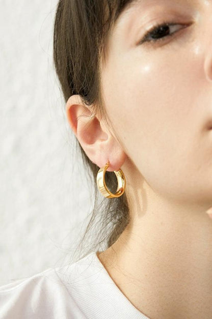 Gold-Plated Brass Huggie Earrings - Earrings - FITGGINS