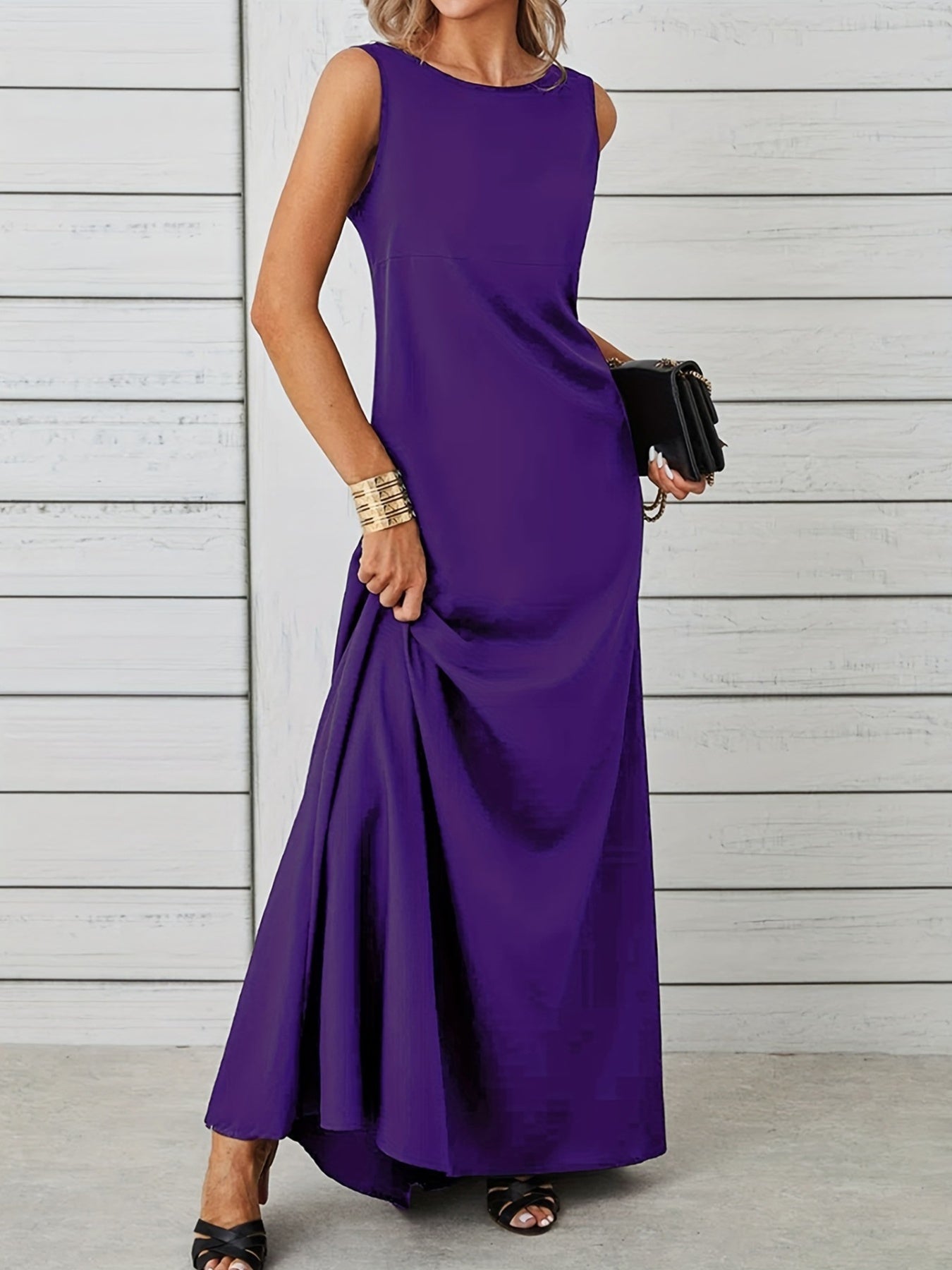 Sleeveless Flowy Maxi Dress Violet Fitggins