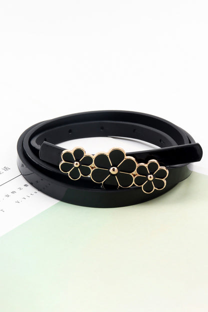 Flower Decor Skinny PU Belt - Belt - FITGGINS