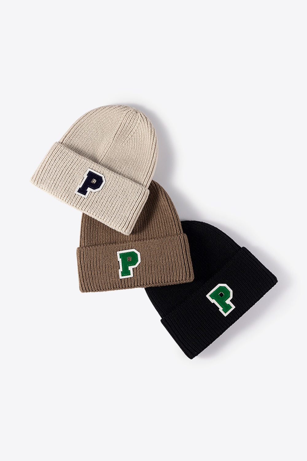 Letter Patch Cuffed Knit Beanie - Hats - FITGGINS