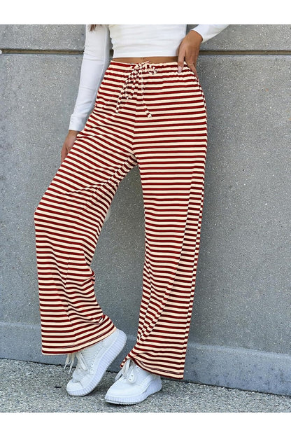 Lovelet Striped Wide Leg Pants - Pants - FITGGINS