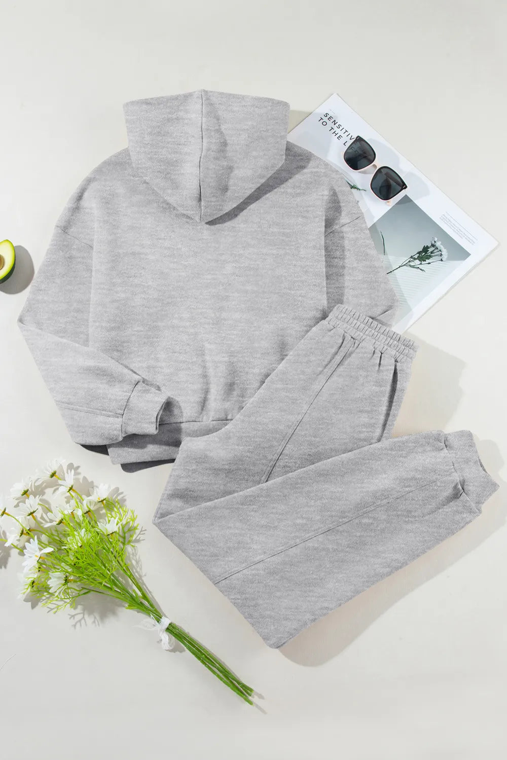 Dropped Shoulder Long Sleeve Hoodie and Pants Active Set Fitggins