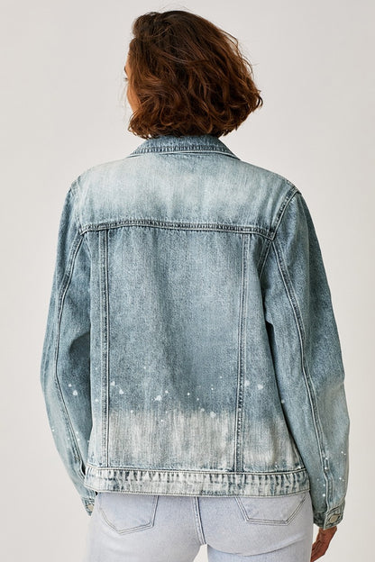 RISEN Button Up Ombre Washed Jacket - Denim Jackets - FITGGINS