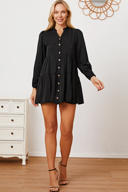 Ruffled Button Up Long Sleeve Tiered Shirt - Shirts - FITGGINS