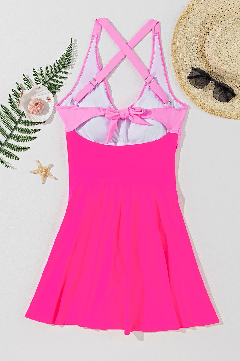 Crisscross V-Neck One-Piece Swimwear - Swimwear One-Pieces - FITGGINS