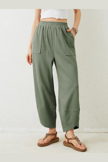 Lovelet Elastic Waist Wide Leg Pants - Pants - FITGGINS