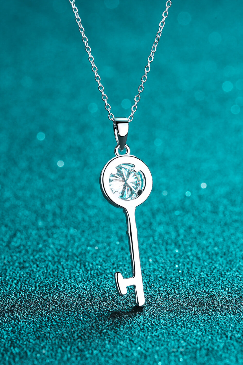 Adored Moissanite Key Pendant Necklace - Necklaces - FITGGINS