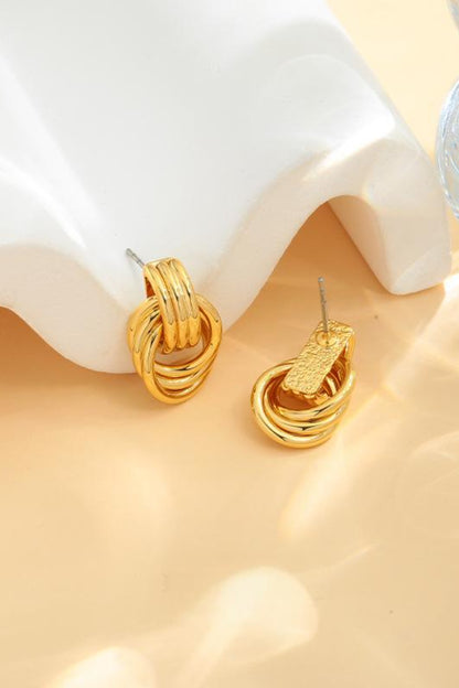 Gold-Plated Knotted Stud Earrings - Earrings - FITGGINS