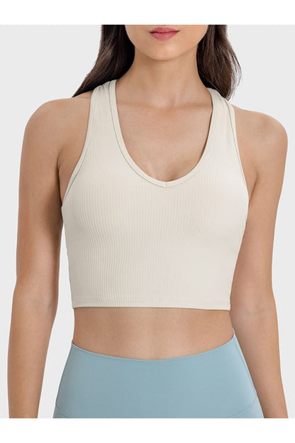 Millennia Scoop Neck Wide Strap Active Tank - Crop Tops & Tank Tops - FITGGINS